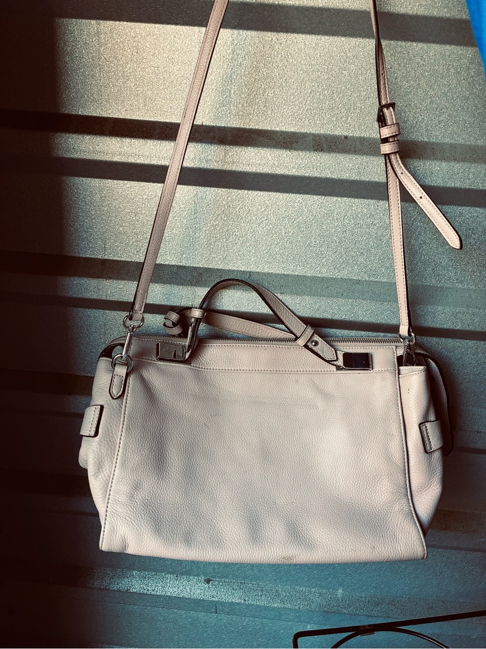 Ivanka Trump Light Taupe Leather Satchel